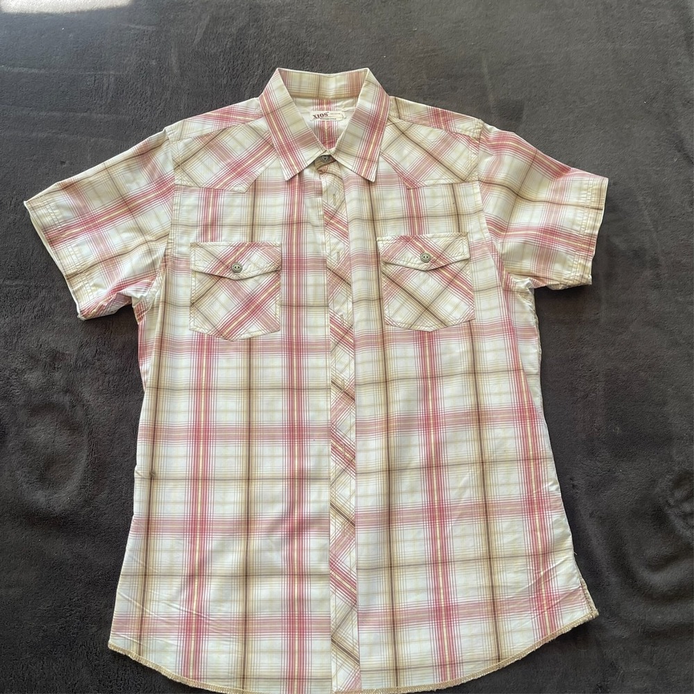 XIOS Shirt Men's Size M Button Down Collared Short Sleeves Plaid
